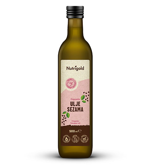 Nutrigold sezamovo ulje organsko hladno prešano u boci od 500ml 