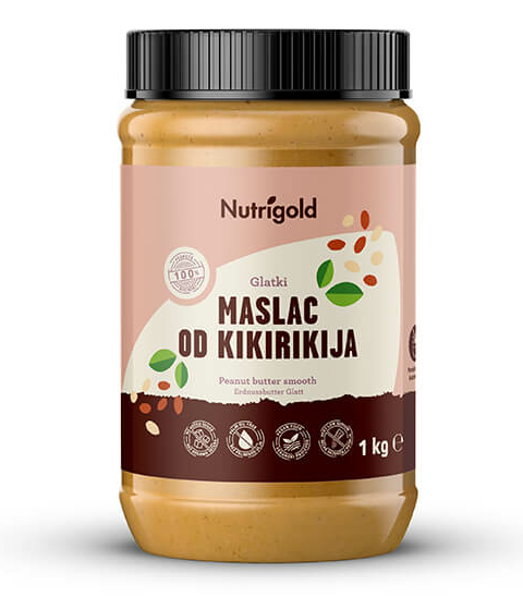 Nutrigold glatki Maslac od kikirikija 100% u pakiranju od 1000g 