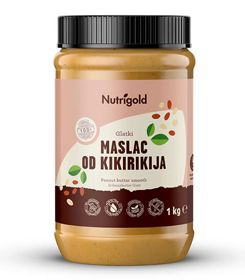 Nutrigold glatki Maslac od kikirikija 100% u pakiranju od 1000g 