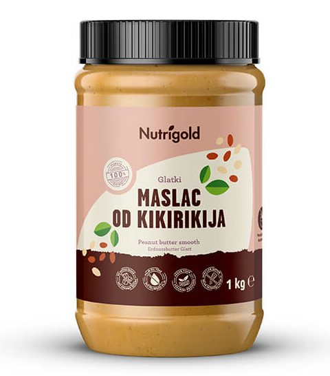Nutrigold glatki Maslac od kikirikija 100% u pakiranju od 1000g 