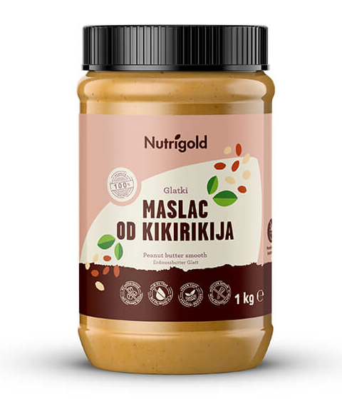 Nutrigold Maslac od kikirikija 100% Glatki u pakiranju od 1000g 