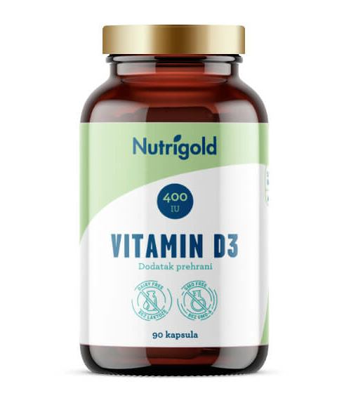 Nutrigold Vitamin D3 400 IU u pakiranju od 90 vegan kapsula 