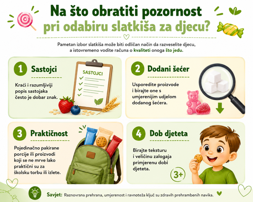 Savjeti za odabir slatkiša za djecu kao dijela uravnotežene prehrane.
