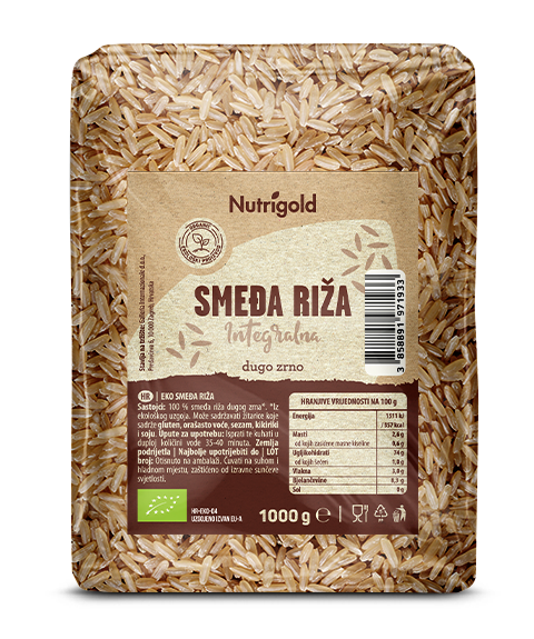 Smeđa riža integralna Dugo zrno - Organska 1000g Nutrigold
