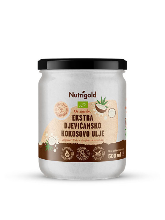 Nutrigold ekstra djevičansko kokosovo ulje u prozirnoj staklenoj ambalaži 500ml