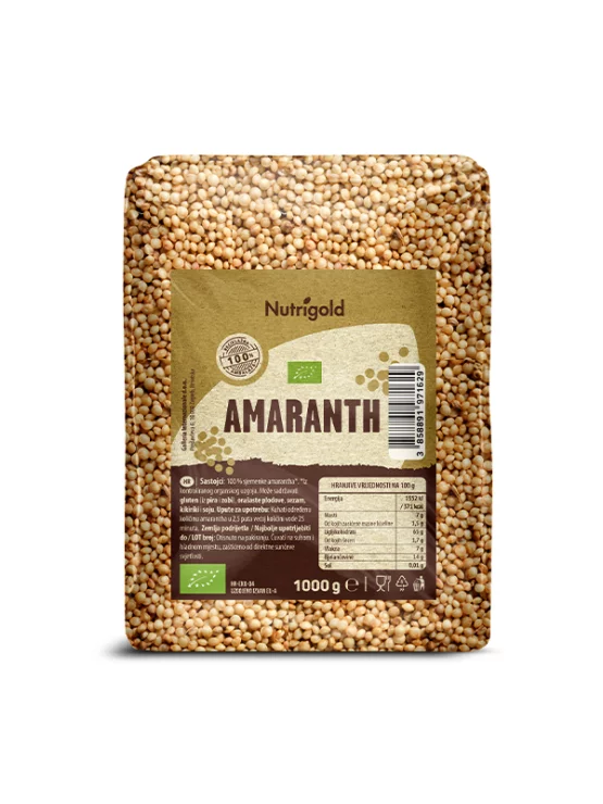 Nutrigold amarant u prozirnom, plastičnom pakiranju od 1000g.
