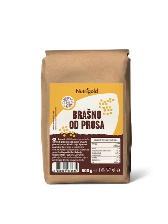 Nutrigold brašno od prosa u smeđoj ambalaži od 500 grama