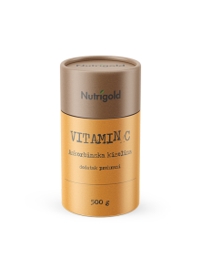 Nutrigold vitamin c u prahu u narančastoj ambalaži od 500g.