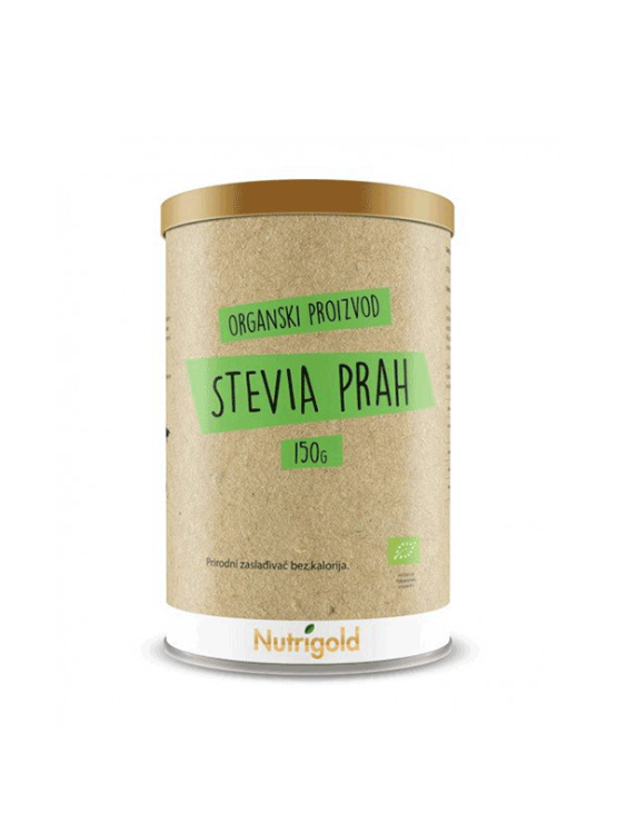Nutrigold Stevia prah dolazi u kartonskom pakitanju od 150g.