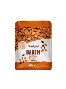 Nutrigold Jezgre badema u plastičnoj prozirnoj ambalaži od 500 grama.