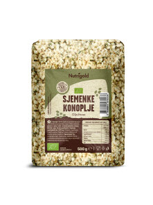 Nutrigold Konopljine sjemenke oljuštene - organske u prozirnoj plastičnoj ambalaži 500g
