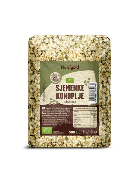 Nutrigold Konopljine sjemenke oljuštene - organske u prozirnoj plastičnoj ambalaži 500g