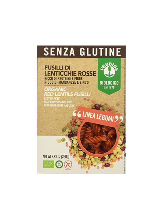 Probios tjestenina od crvene leće odrganska bez glutena fusili u pakiranju od 250g