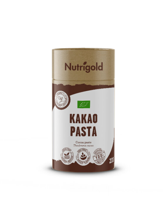 Nutrigold organska kakao pasta/masa u kartonskom cilindričnom pakiranju od 200g