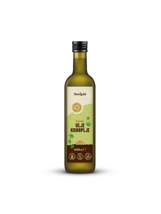 Nutrigold ulje konoplje u tamnoj, staklenoj ambalaži od 1000ml.