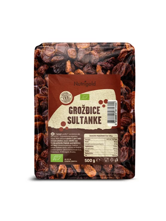 Organske Nutrigold "Sultanas"grožđice u pakiranju od 500g