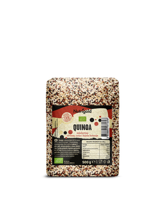 Nutrigold quinoa "tricolor" dolazi u prozirnom, plastičnom pakiranju od 500g.