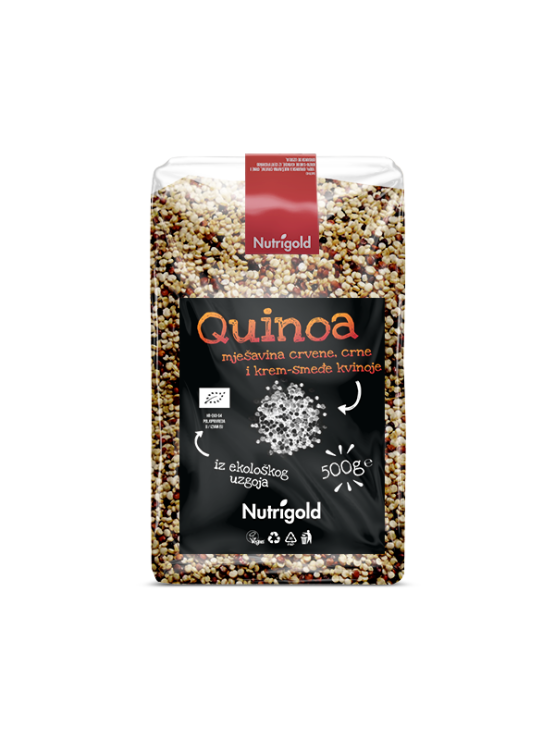 Nutrigold quinoa "tricolor" dolazi u prozirnom, plastičnom pakiranju od 500g.