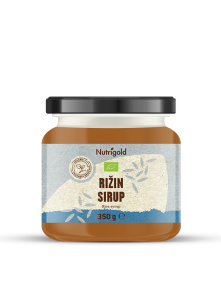 Nutrigold rižin sirup u prozirnom staklenom pakiranju od 350g.