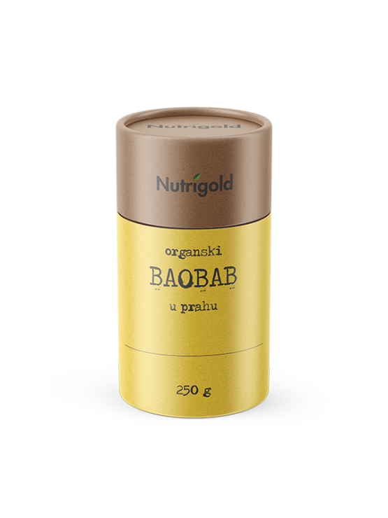 Organski Baobab prah u žutoj valjkastoj ambalaži od 250 grama