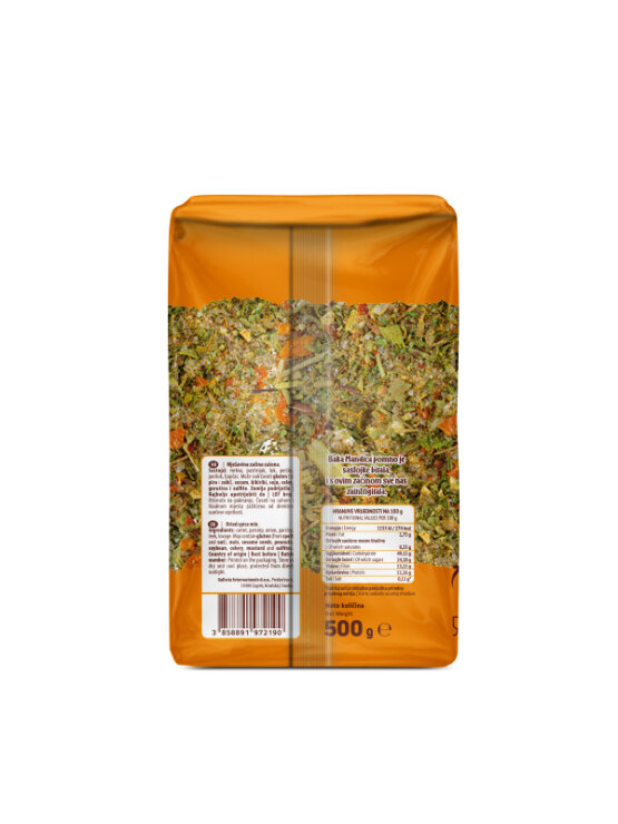 Nutrigold zdrava mješavina začina bake Mandice i dedeIvice u smeđoj, kartonskoj ambalaži od 500g.
