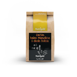 Nutrigold zdrava mješavina začina bake Mandice i dedeIvice u smeđoj, kartonskoj ambalaži od 500g.