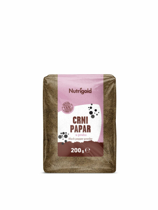 Nutrigold crni papar u prahu u prozirnoj plastičnoj ambalaži 200g