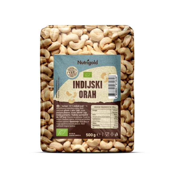 Indijski oraščić Sirov - Organski 500g Nutrigold