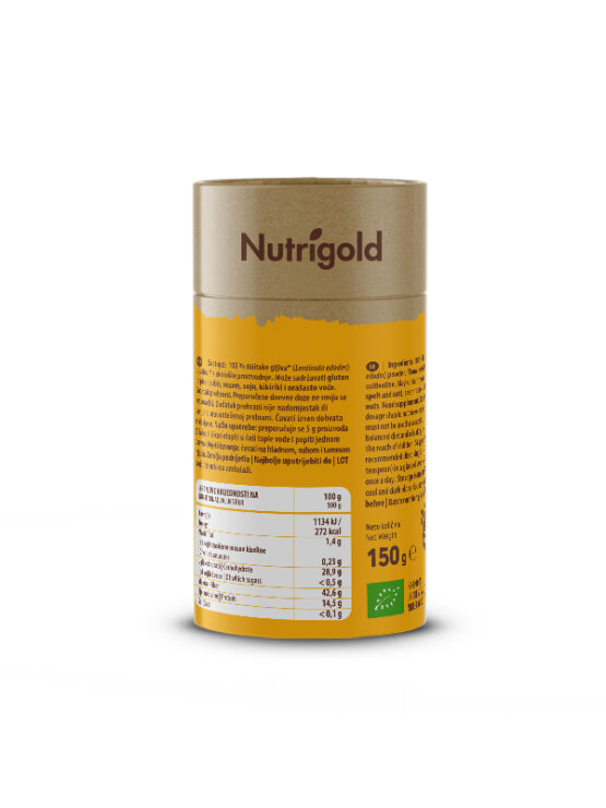 Nutrigold Shiitake u prahu u kartonskoj ambalaži od 150g.