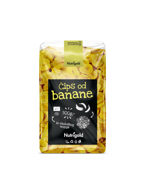 Nutrigold organski čips od banane u prozirnom pakiranju od 500 g