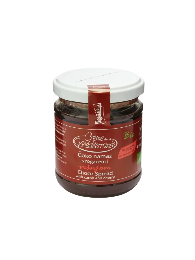 Vegetariana čoko namaz od rogača višnja u teglici od 190 g
