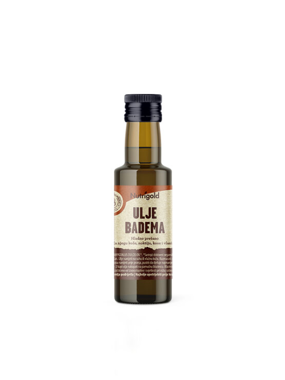 Nutrigold ulje badema u tamnoj, staklenoj bočici od 100g.
