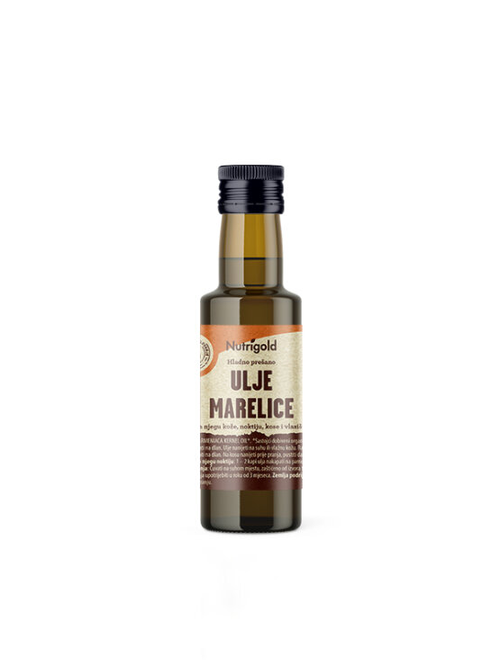 Nutrigold ulje marelice u tamnoj, staklenoj bočici od 100ml.