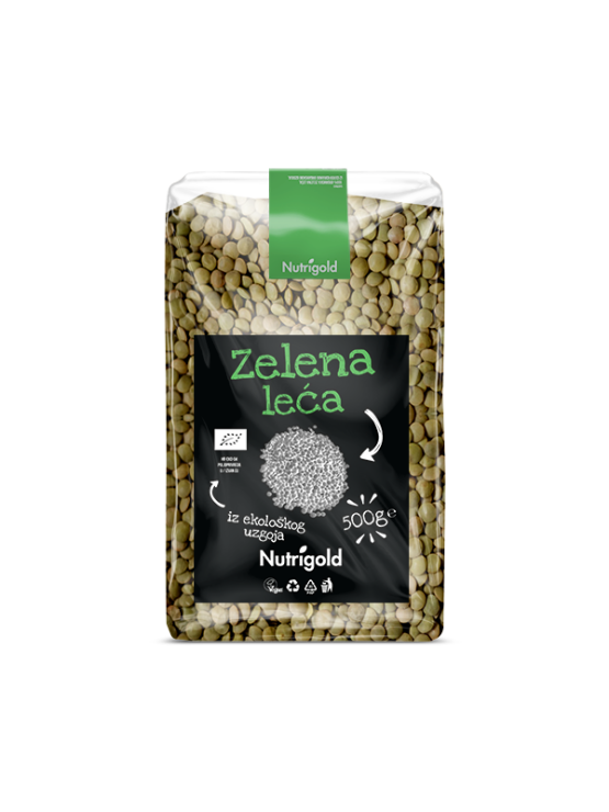 Nutrigold Leća zelena - Organska u prozirnoj plastičnoj ambalaži 500g