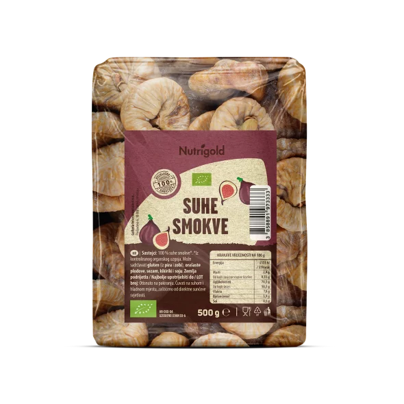 Nutrigold suhe smokve u prozirnom,plastičnom pakiranju od 500g.