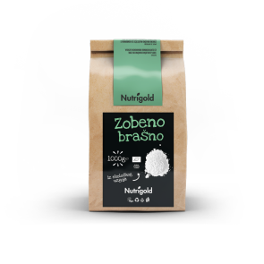 Nutrigold zobeno brašno u tamnom, kartonskom pakiranju od 1000g.