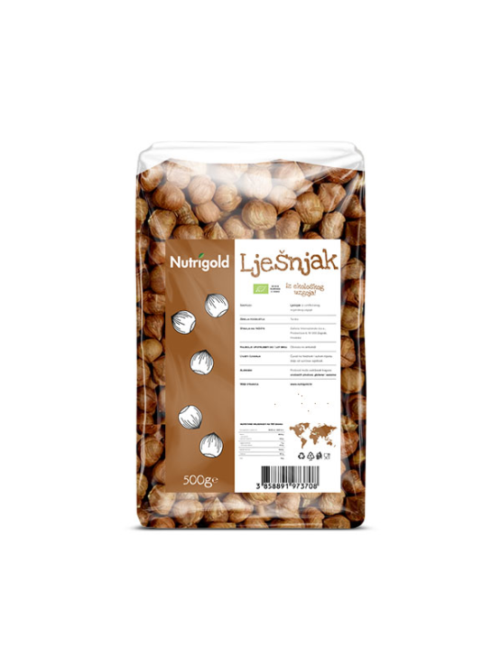 Nutrigold Lješnjak jezgra - Organski u prozirnoj plastičnoj ambalaži 500g