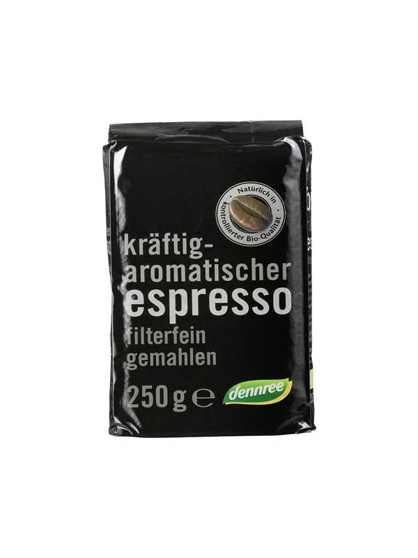 Dennree Espresso kava Pržena, mljevena - Organska u pakiranju od 250g