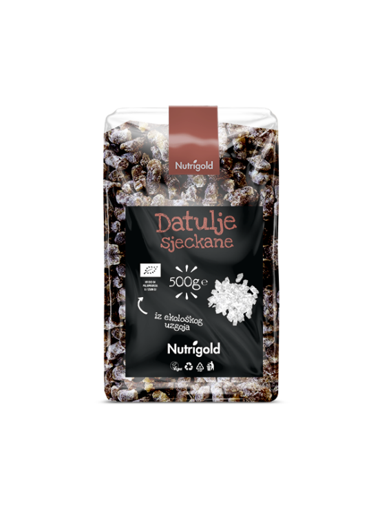 Nutrigold sjeckane datulje u prozirnom, plastičnom pakiranju od 500g.