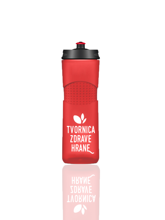 Nutrigold boca "squeeze" za trening je plastična, crvena boca od 650ml.