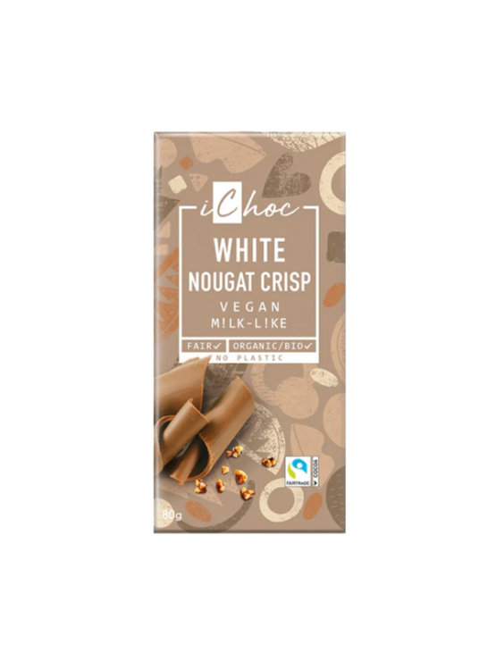 iChoc organska veganska Nougat Crisp bijela čokolada u pakiranju od 80g