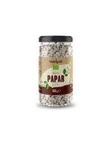 Nutrigold organski bijeli papar u prozirnoj staklenoj ambalaži od 50 grama