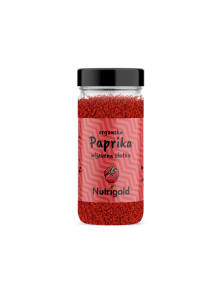 Slatka paprika u prahu dolazi u prozirnoj, staklenoj ambalaži od 50g.