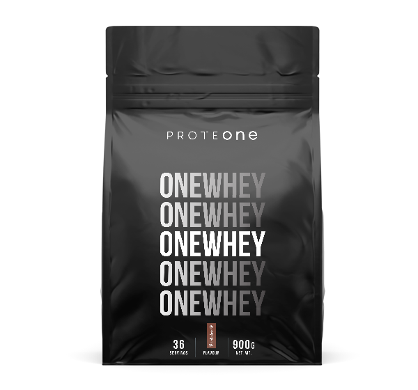 Proteone onewhey protein s okusom duple čokolade u crnoj plastičnoj vreći od 900 grama