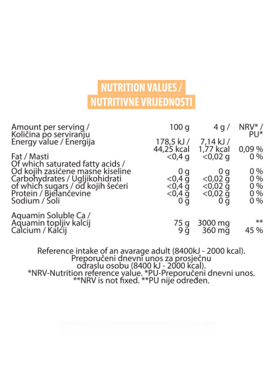 Nutrigold kalcij u prahu s okusom zelene jabuke u bijeloj ambalaži od 160g