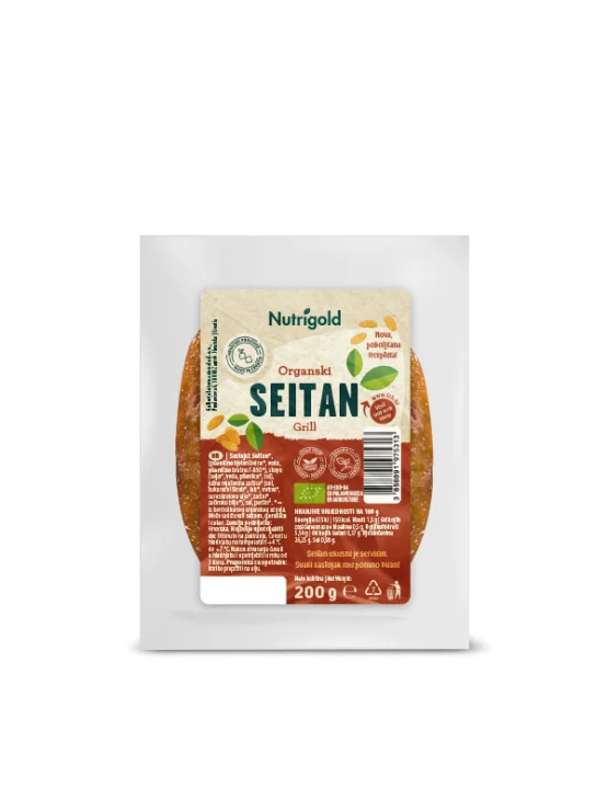 Nutrigold seitan grill u prozirnoj, plastičnoj ambalaži od 200g.