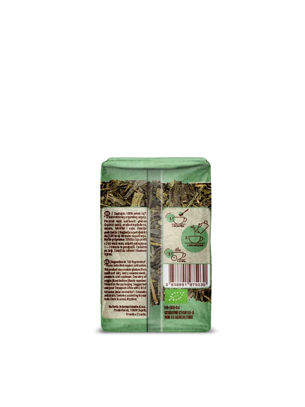 Nutrigold zeleni čaj Sencha u prozirnoj, plastičnoj ambalaži od 50g.