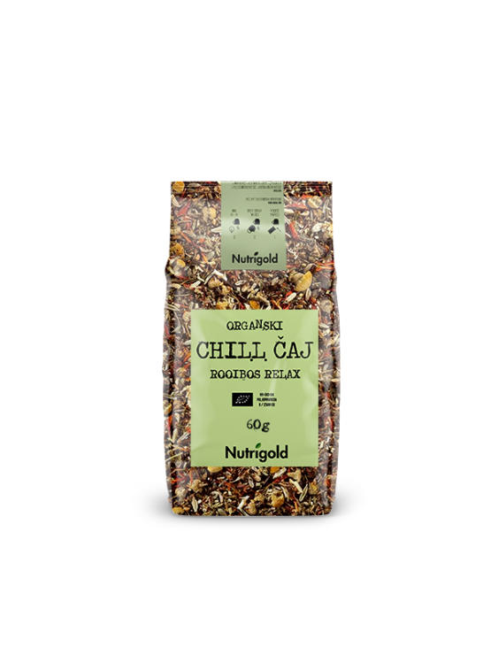 Nutrigold organski Chill Rooibos relax čaj u prozirnoj ambalaži od 60g