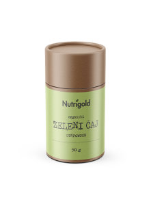 Nutrigold organski gunpowder zeleni čaj u zelenoj tubastoj ambalaži od 50g