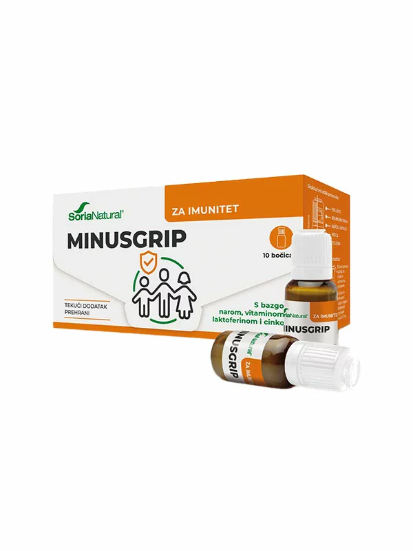 Soria Natural Minusgrip - 10 ampula s ekstraktom nara i crne bazge u staklenoj ampuli od 15 ml